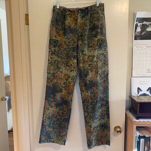 Vintage German Army Flecktarn Camo Field Pants, size approx. 29 waist 32 inseam